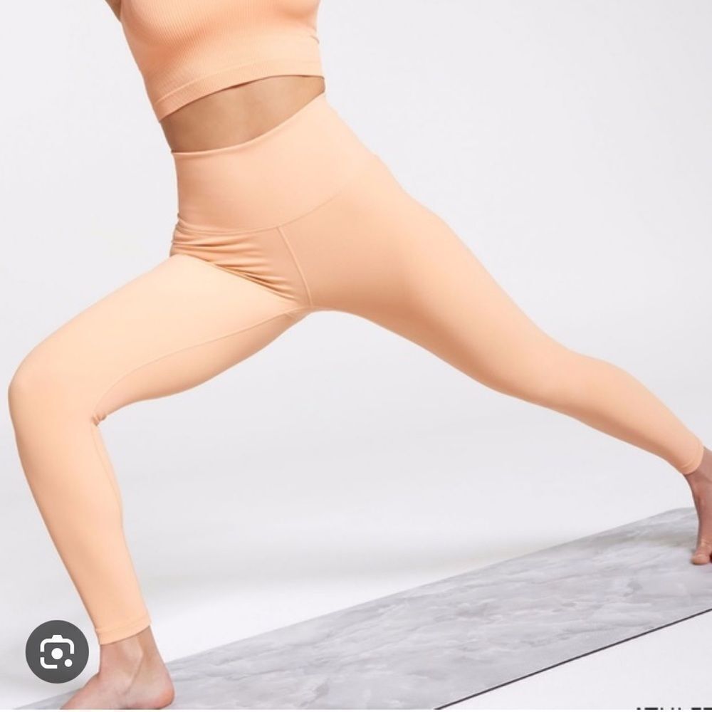 NWT 2 Pc Set Essential High Rise 7/8 Tight Legging + Mock Neck Tank Apricot XXL - Picture 2 of 16